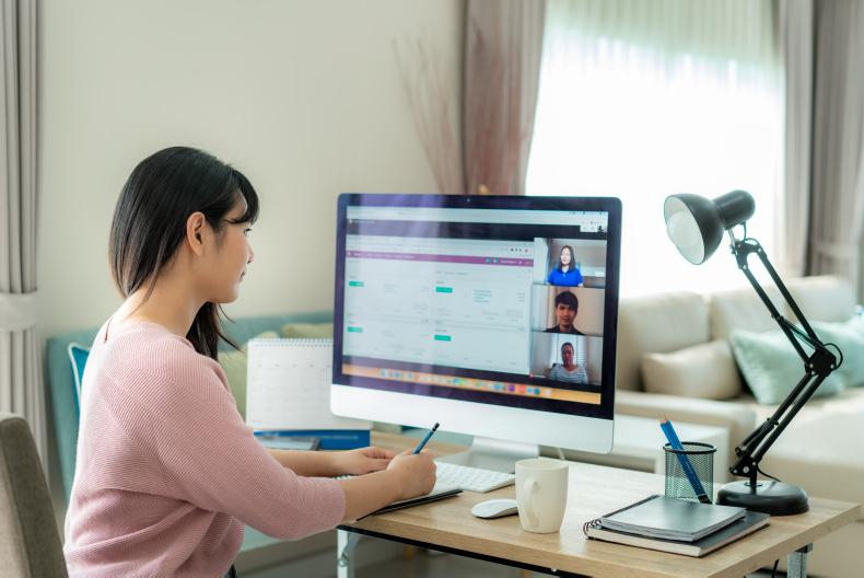 Working from Home on a Computer